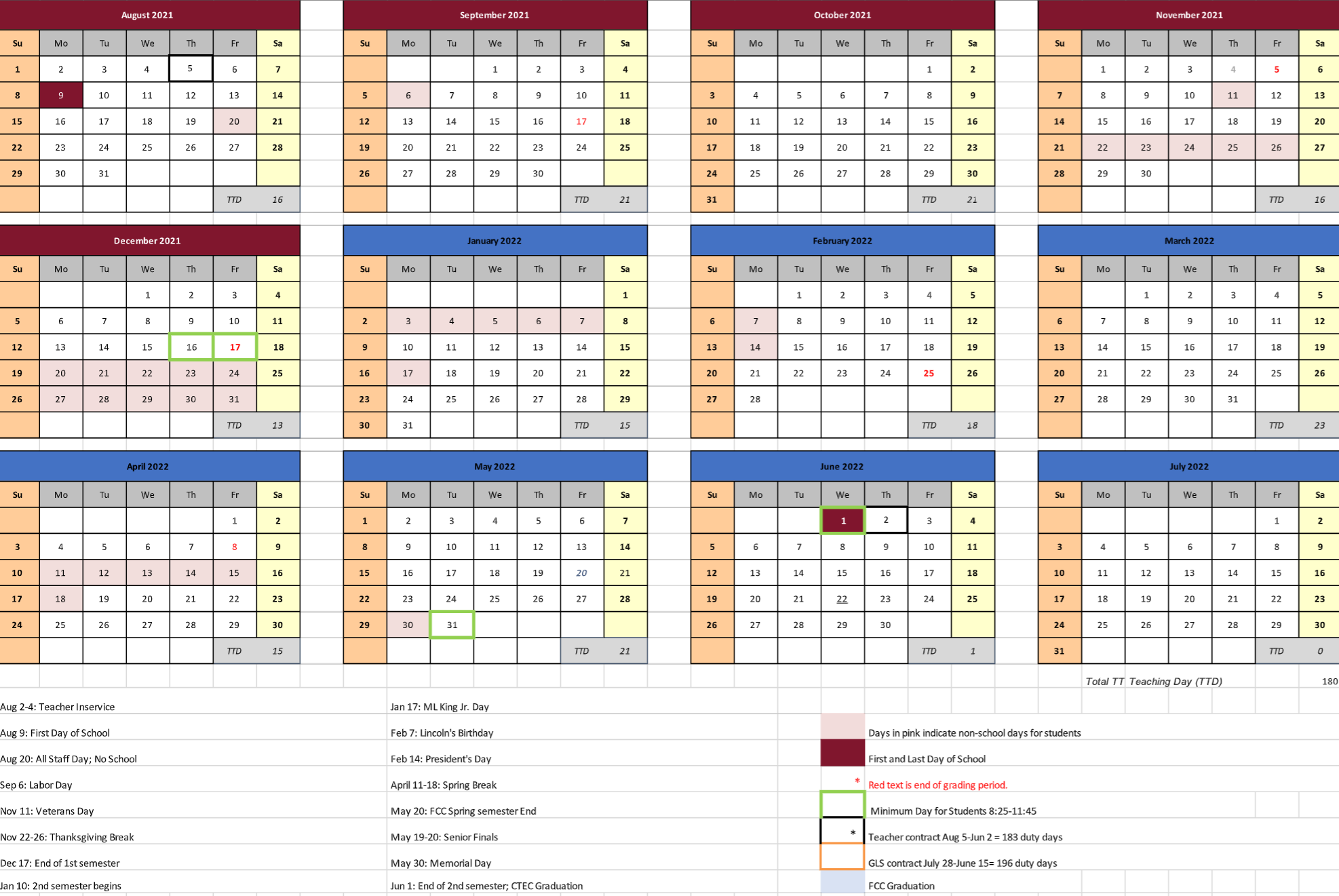 Fusd 2022 Calendar Customize and Print